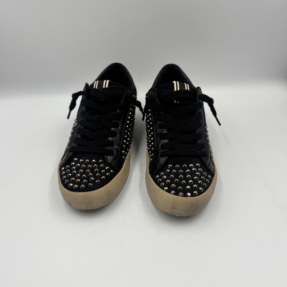 Shu Shop Rockstar Black Studded Star Low Top Sneakers Womens Size 6 Black Tan - Picture 11 of 11